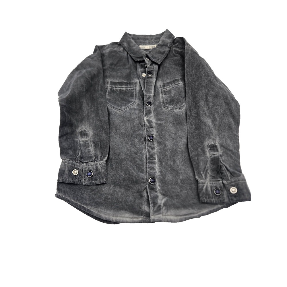 Small Rags Kids Button Shirt Gray Washed Cotton Long Sleeve‎ Size 4